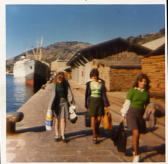 Julie, Debbie and Heather leaving Ship at Port of Dubrovnik for Plane home